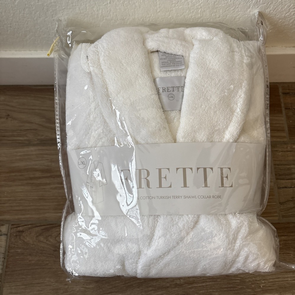 Frette 100% Cotton Turkish Terry Shawl Collar Robe White Size L/XL NEW WITH TAGS